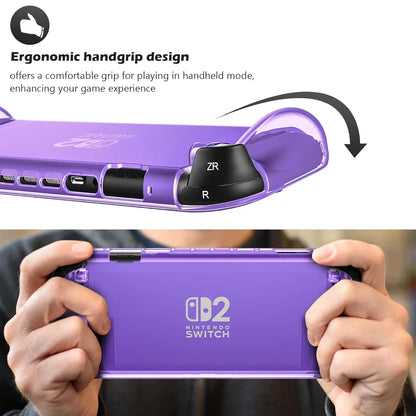 Protective Case Kit for Nintendo Switch 2 (2025) — Clear TPU Cover, Anti-Scratch, Shock-Absorption, Ergonomic Grip Design