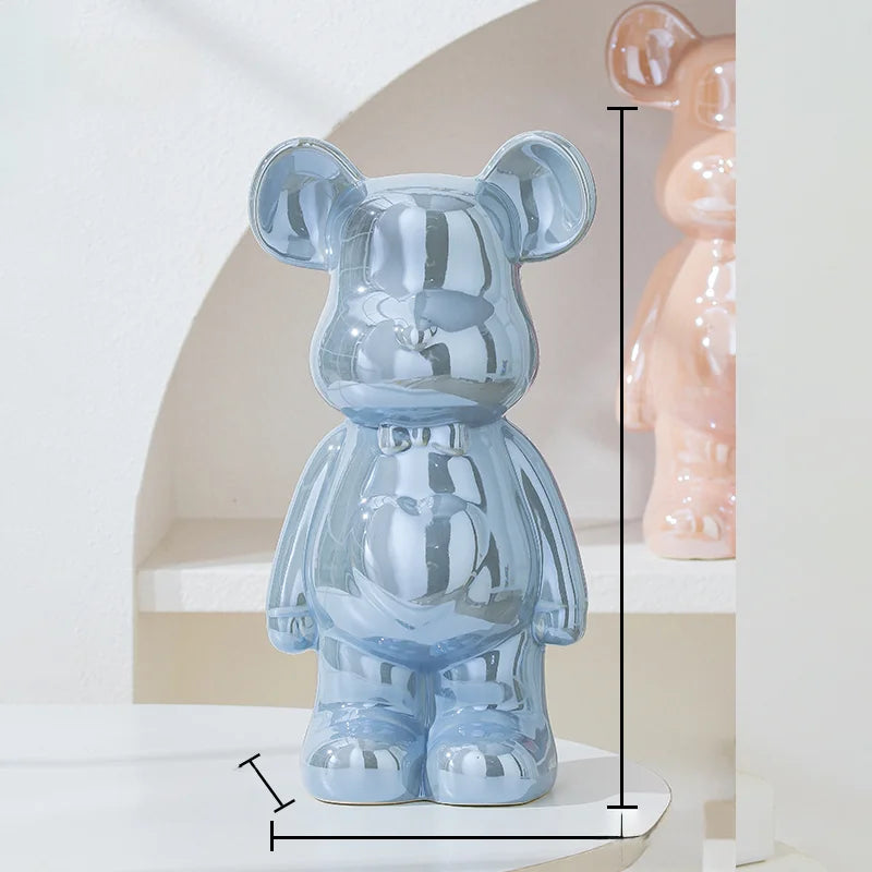 Aesthetic Ceramic Teddy Bear Statue – 17/27cm Bear Figurine Home Decor Ornament
