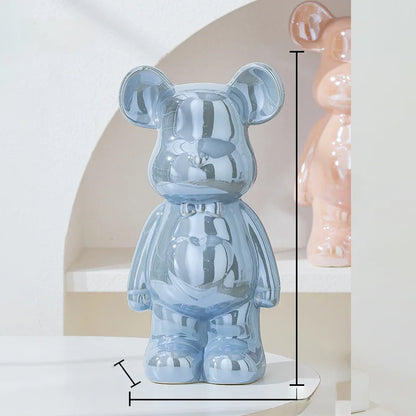 Aesthetic Ceramic Teddy Bear Statue – 17/27cm Bear Figurine Home Decor Ornament