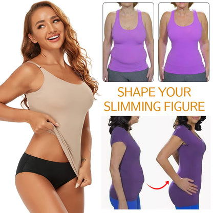 Women’s Tummy Control Shapewear - Smooth Body Shaping Camisole Tank Tops, Plus Size Slimming Seamless Compression Shaper