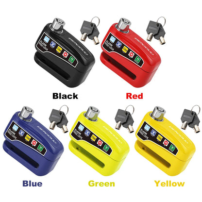 Motorcycle & Bicycle Alarm Disc Brake Lock — Anti-Theft Wheel Lock with Keys for Motorcycles, Scooters & E-Bikes