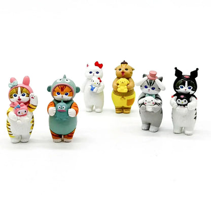Mofusand Cat Figures in Sanrio Outfits – Blind Box My Melody, Kuromi, Cinnamoroll, Hello Kitty