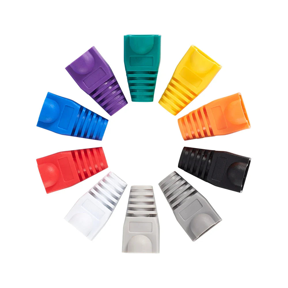 Mixed Color RJ45 Ethernet Cable Boots — Strain Relief Covers for CAT5E/CAT6 Connector Plugs