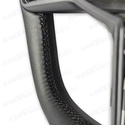 Hawknavi 350mm Yoke Steering Wheel – Leather Racing Style for Tesla Model 3 & Model Y, Heated Optional, White & Black