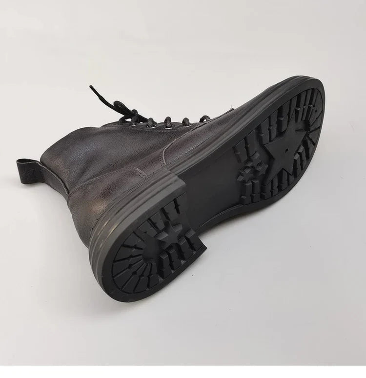 Careaymade 100% Genuine Leather Wide Casual Women’s Short Boots – Big Size, Handmade Men’s Wool Boots