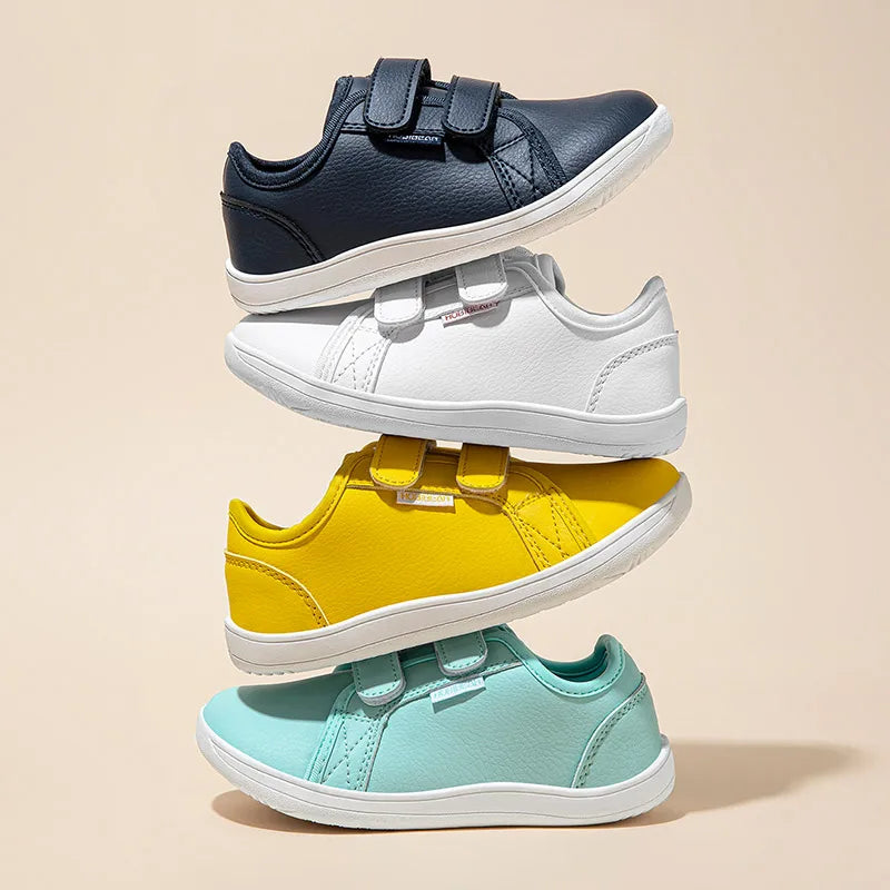 HOBIBEAR Kids Barefoot Shoes – Wide Toe Minimalist Lightweight Sneakers with Hook & Loop Artificial Leather for Boys and Girls