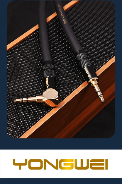 YONGWEI 3.5mm AUX Audio Cable - Straight to Curved Male-to-Male for Car, Mobile Phone, Computer, Speaker and Headset Extension