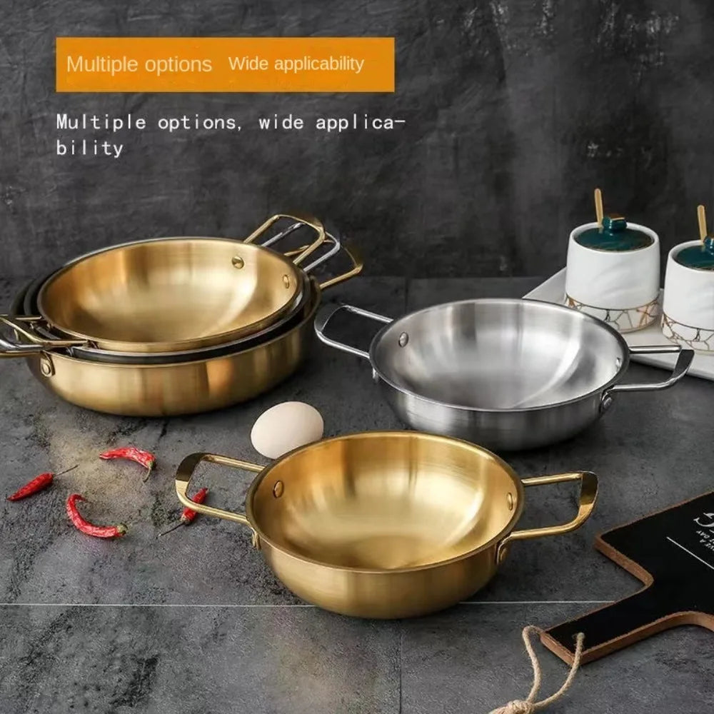 Stainless Steel Saucepan & Dry Pot – Paella Pan with Handle for Home Cooking, Seafood, Rice & Picnic Use