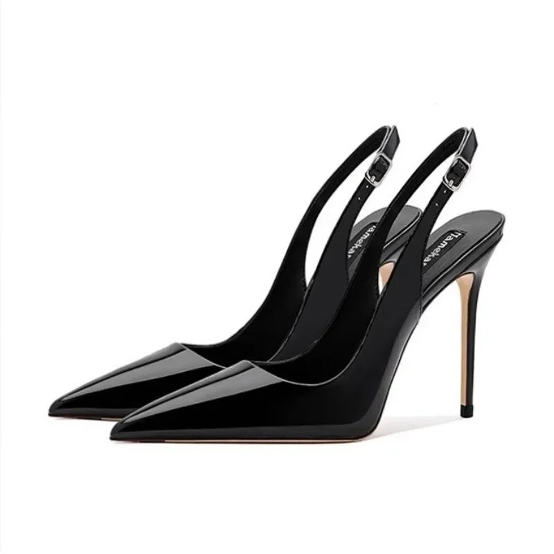 Women’s Sexy High-Heel Sandals 2025 – Pointed Toe Patent Leather Strappy Summer Party Shoes