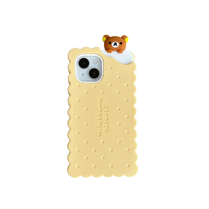 Sandwich Biscuit Tide Bear Silicone Phone Case for iPhone 16 15 14 13 12 11 Pro Max Shockproof Soft Cover