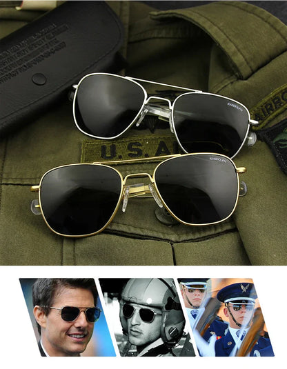 RE Military Aviation Sunglasses — Vintage Titanium Frame Pilot Glasses for Men & Women