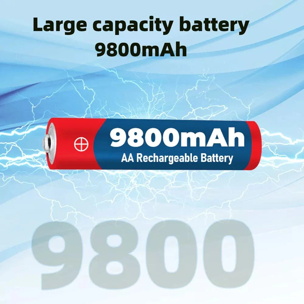1.5V AA 9800mAh Rechargeable Battery – High-Quality Original AA for LED Lights, Toy Cameras, Microphones