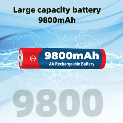 1.5V AA 9800mAh Rechargeable Battery – High-Quality Original AA for LED Lights, Toy Cameras, Microphones