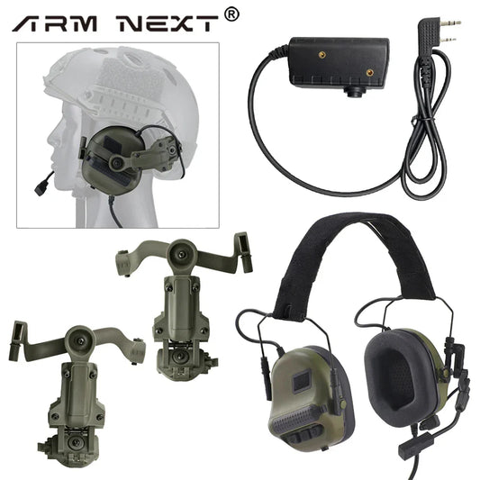 ARM NEXT F10 Tactical Headset — Noise-Canceling Hunting & Shooting Headphones with Brackets, Compatible with Wendy M-LOK ARC Helmet