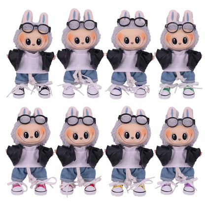 3.8cm Doll Shoes for 17cm Labubu Doll — Solid Color Lace-Up Canvas PU Shoes, Doll Clothing Accessories & Girl’s Toy Gift