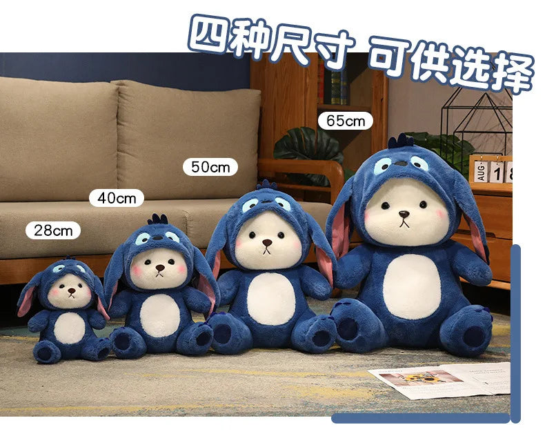 30cm Cute Bear-to-Disney Stitch Plush Toy – Soft Stuffed Cartoon Animal Doll, Perfect Birthday & Christmas Gift