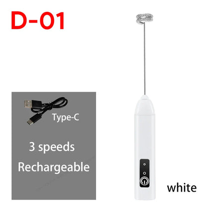 Upgraded USB Rechargeable Electric Milk Frother & Egg Beater – 3-Speed Handheld Mini Coffee Blender for Espresso & Kitchen Use