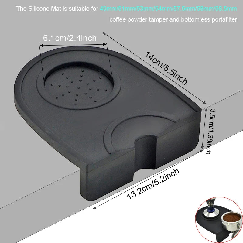 High Quality Silicone Espresso Tamper Mat – Slip-Resistant Rubber Corner Pad (No Tamper Included)