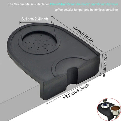 High Quality Silicone Espresso Tamper Mat – Slip-Resistant Rubber Corner Pad (No Tamper Included)