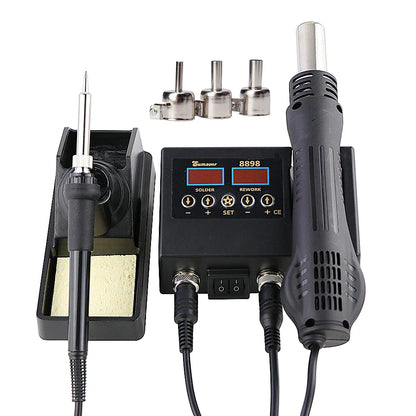 2-in-1 Soldering Station | Digital Temperature Adjustable SMD Solder Iron & Hot Air Heat Gun for PCB & IC Repair