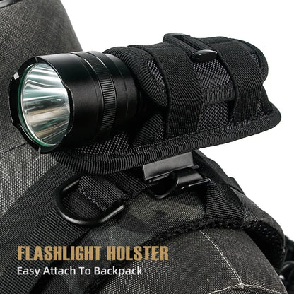 Tactical Flashlight Pouch Holster – Rotatable Belt Clip Holder with 360-Degree Carabiner Reel Clip for Torch Carrying