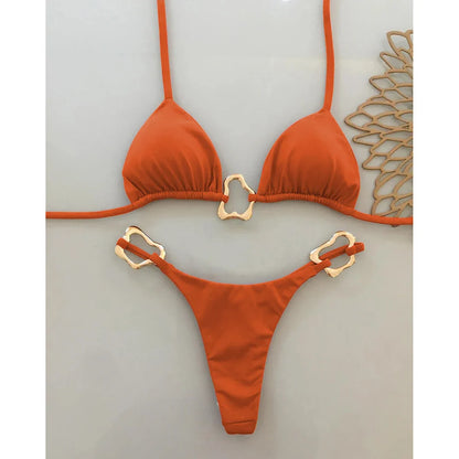 2025 Women’s Sexy Halter Micro Bikini Set – Solid Brazilian Thong Swimwear Beach Bathing Suit