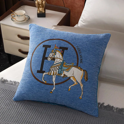 Croker Horse 45cm Throw Pillow Cover – Luxury Embroidered Cushion for Sofa & Couch, Modern Style, 1 Pack