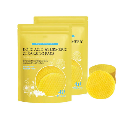40-120pcs Turmeric and Kojic Acid Cleansing Pads - Exfoliating Facial Sponges for Deep Cleansing and Washing