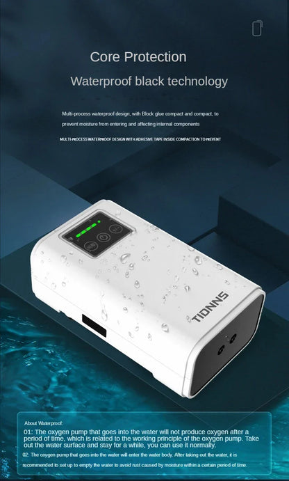 Aquarium Fish Tank Oxygen Pump – Dual-Purpose USB Rechargeable Air Pump with 6000mAh Lithium Battery, Portable & Mute