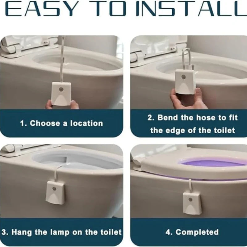 Motion Activated Toilet Night Light - 7-Color Changing LED Bowl Light - Smart Bathroom Decoration and Night Lamp