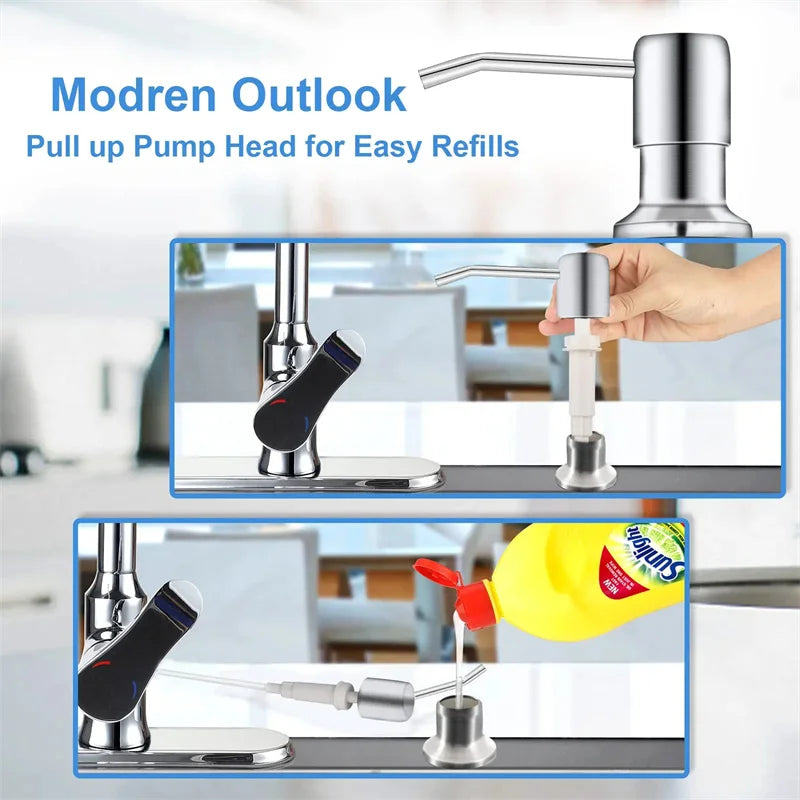 500ml Stainless Steel Liquid Soap Dispenser — Hand Press Pump Bottle for Kitchen Sink