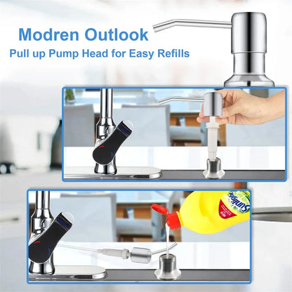 500ml Stainless Steel Liquid Soap Dispenser — Hand Press Pump Bottle for Kitchen Sink