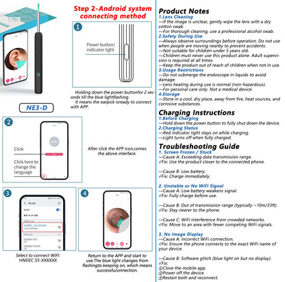 Visual Ear Wax Cleaner with Camera – Safe Luminous Otoscope Endoscope for Ear Cleaning & Ear Care