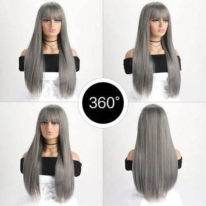 26" Long Straight Synthetic Wig for Women – Colorful Fashion Wig for Daily Wear, Halloween Costume, Party & Cosplay