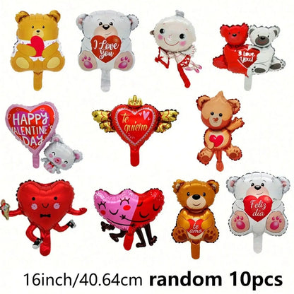 10PCS Valentine’s Day Mini Love Bear Balloons – Cute Wedding, Engagement & Birthday Party Decorations
