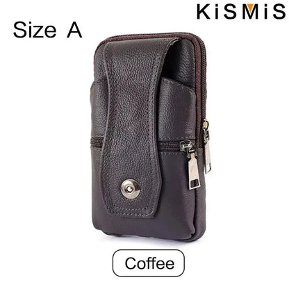 Men’s Leather Vintage Waist Bag – Phone Holster Pouch for Travel, Hiking & Outdoor Use