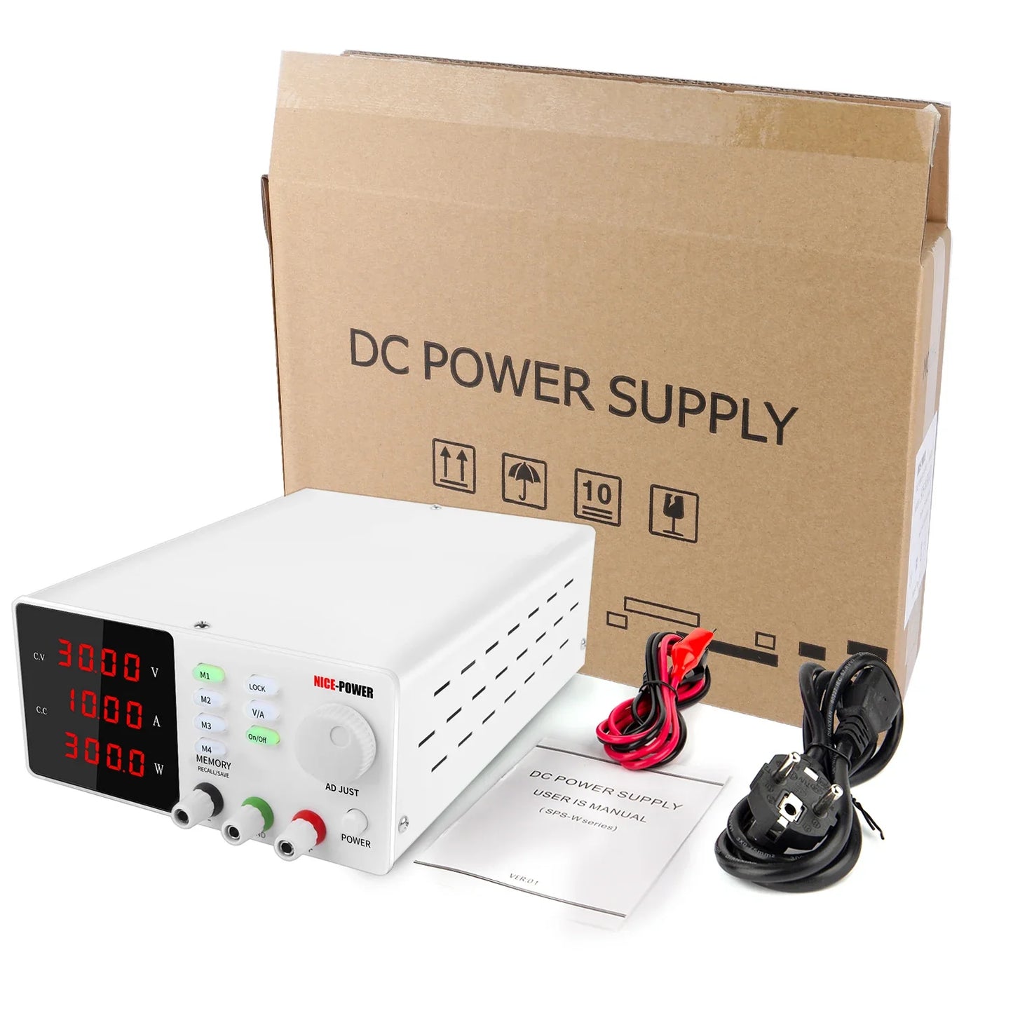 DC Programmable Power Supply — 30V 10A / 60V 5A / 120V Adjustable Laboratory Bench Source with 4-Set Memory Storage Functions