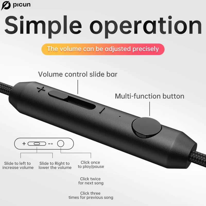 Picun C60 Wired On-Ear Headphones with Mic - Noise Isolating Computer Headphones, Volume Control, 3.5mm Aux Jack