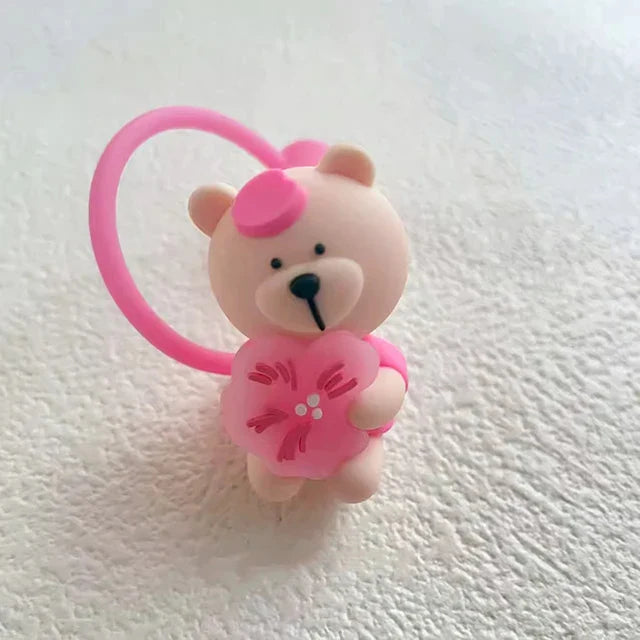 Cute Cartoon Bear Silicone Straw Covers – Dust Plug Cap for 7-8mm Large Caliber Drinking Cups