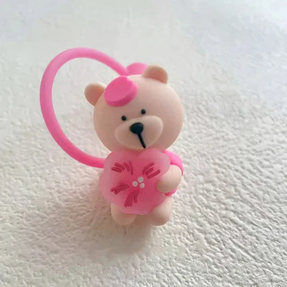 Cute Cartoon Bear Silicone Straw Covers – Dust Plug Cap for 7-8mm Large Caliber Drinking Cups