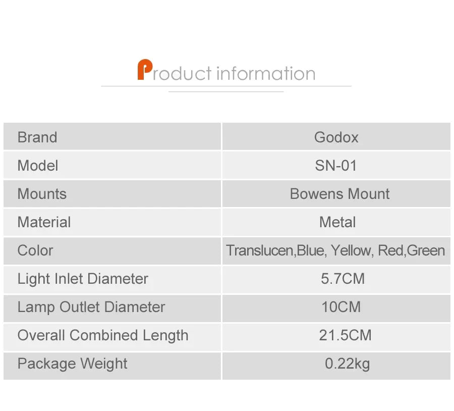 GODOX SN-01 Bowens Mount Large Snoot – Photography Studio Flash Light Fittings, Accessories for Godox S-Type, DE300, SK400 II
