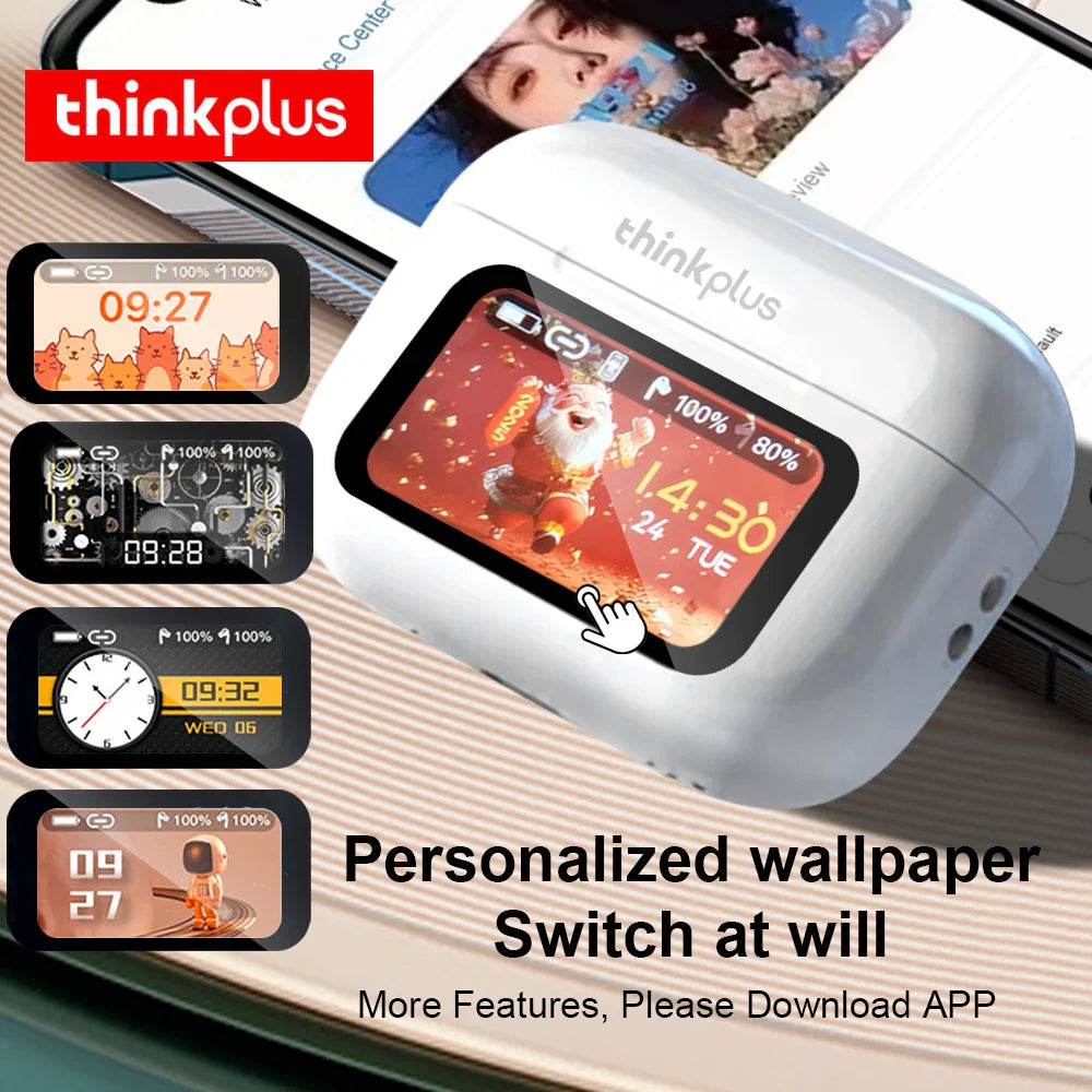Thinkplus Wireless Bluetooth Earphones - ANC Noise Reduction, HD Mic Call & Gamer Earbuds with LED Touch Screen Control