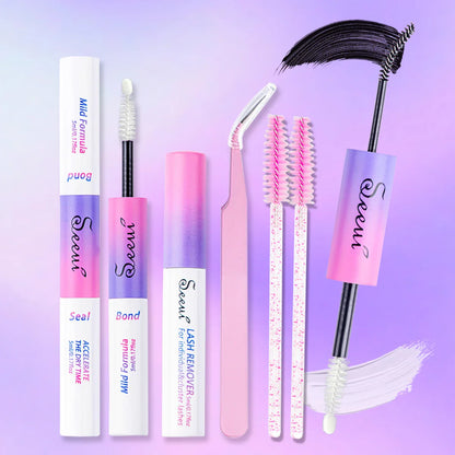 Eyelash Glue and Seal for Clusters – Strong Hold, Long-Lasting Lash Adhesive and Extension Tool