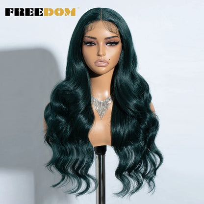 FREEDOM 26-Inch Synthetic Lace Front Wig for Women — Honey Brown Body Wave with Ombre Blonde Highlights, Cosplay & Fashion Wig