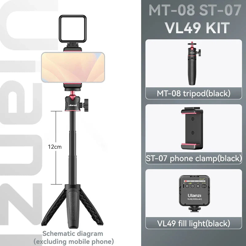 Ulanzi MT-08 Mini Tripod – White Foldable Monopod Mount with 1/4'' Universal Tripod for DSLR, Android & iPhone Smartphones