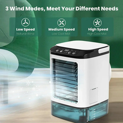 Portable Desktop Air Conditioner Fan – Dual Spray Ultrasonic Humidifier, 3-Speed Silent Air Cooler with Night Light for Home