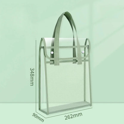 Transparent PVC Double Layer Tote Bag - Wide Storage Book Bag for Students & Supplies