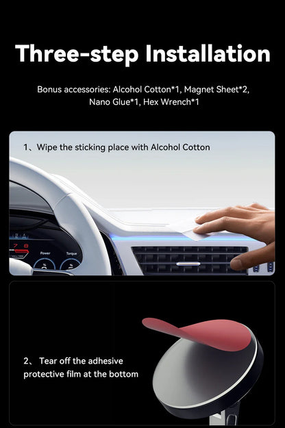 Essager Magnetic Wireless Car Charger – 15W Fast Charging Phone Holder Mount for MagSafe iPhone 15/14/13 Pro Max