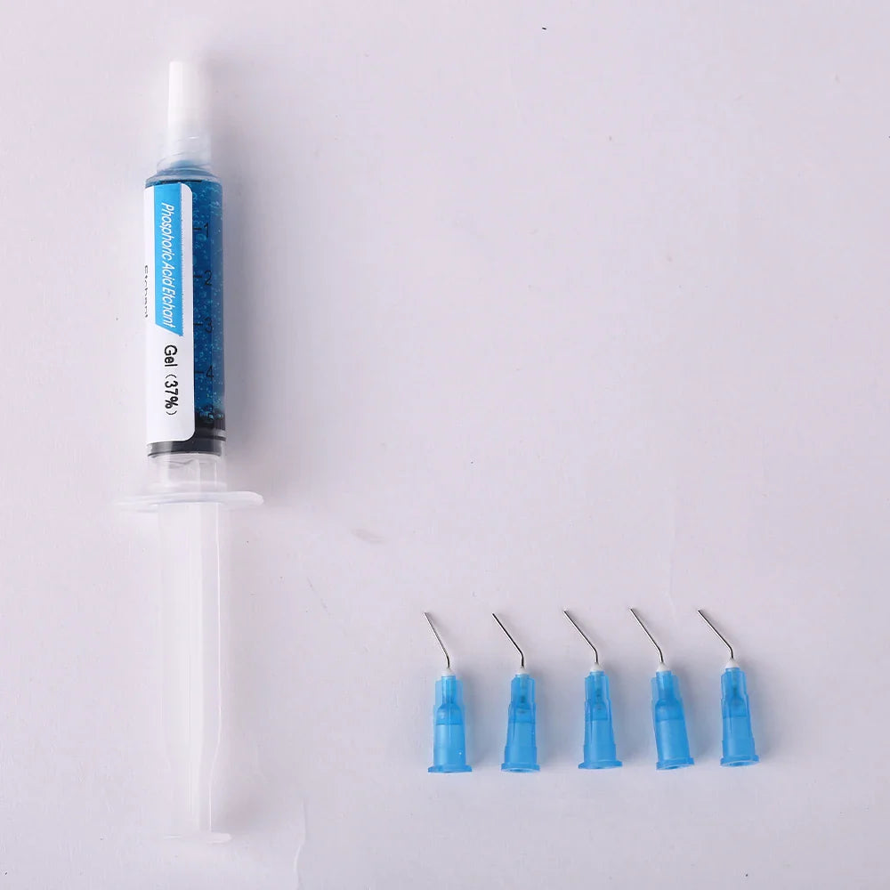Dentistry Etching Gel 37% – Phosphoric Acid Teeth Cleaning Adhesive Resin for Braces Bonding with 5 Tips