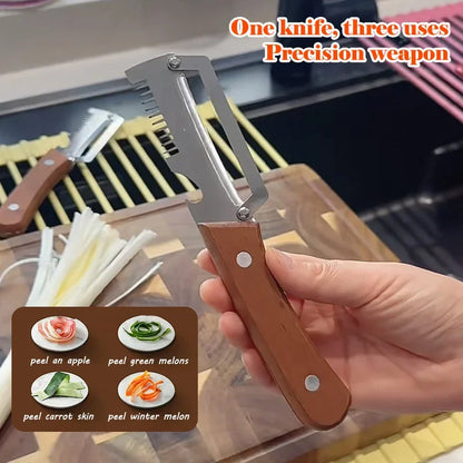 3-in-1 Multifunctional Stainless Steel Peeler – Vegetable & Fruit Slicer Tool with Bottle Opener, Durable Kitchen Gadget